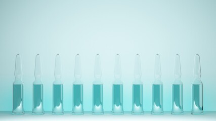 row of medical ampoule