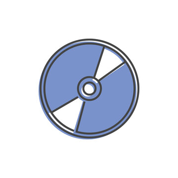 Vector image of a computer laser disk. Disk for data recording and information cartoon style on white isolated background.