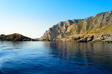 The rocky coast of the little island of Marettimo a preserved maritime area near Sicily in the Mediterranean sea
