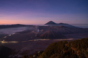 Fototapeta na wymiar Mount Bromo volcano before sunrise, in East Java, Indonesia
