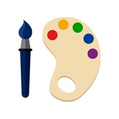 Pallet and brush icon isolated on white background. Vector illustration