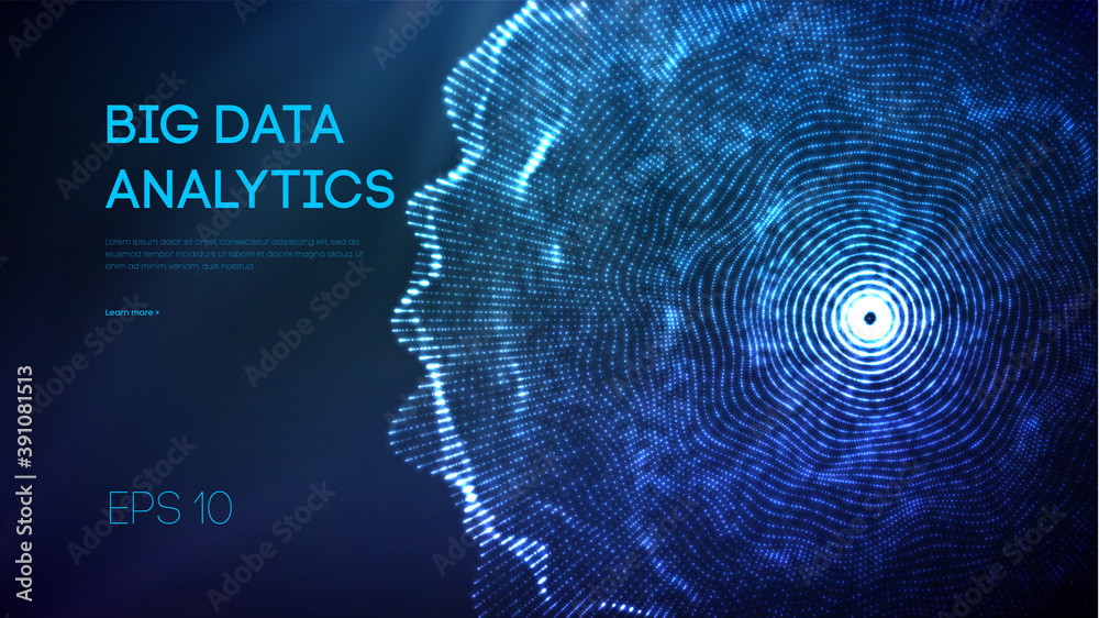 Poster big data analytics vector. future technology concept. web design. digital data visualization busines