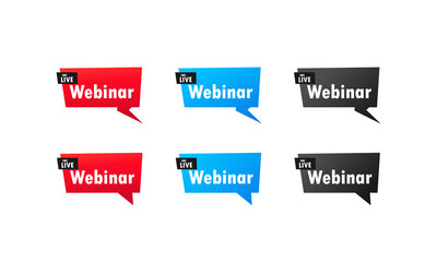 Live webinar button set. Live streaming icon for web Social media. Vector on isolated white background. EPS 10