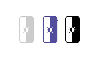 Dark and light theme icon set. Switch on and off. Mobile screen. Vector on isolated white background. EPS 10