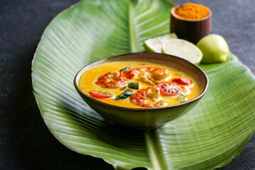 Prawn moilee, delicious south Indian curry shrimp soup with lime