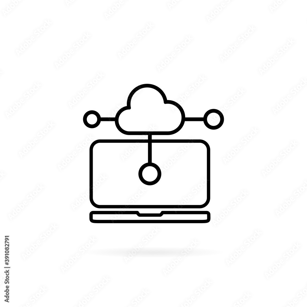 Poster notebook laptop upload data to cloud. vector on isolated white background. eps 10