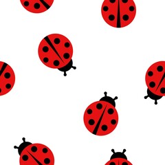 Fototapeta premium Ladybug seamless pattern background. Vector illustration