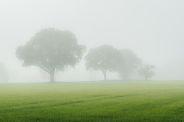Fototapeta na wymiar Foggy landscape with trees.