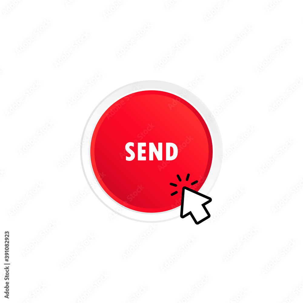 Poster cursor clicking send button icon. vector on isolated white background. eps 10