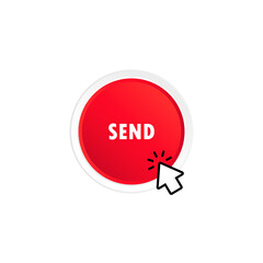 Cursor clicking send button icon. Vector on isolated white background. EPS 10