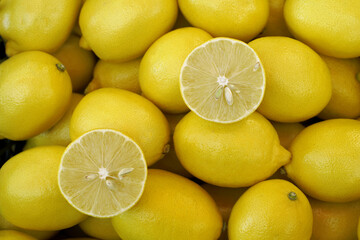  many yellow lemons on market