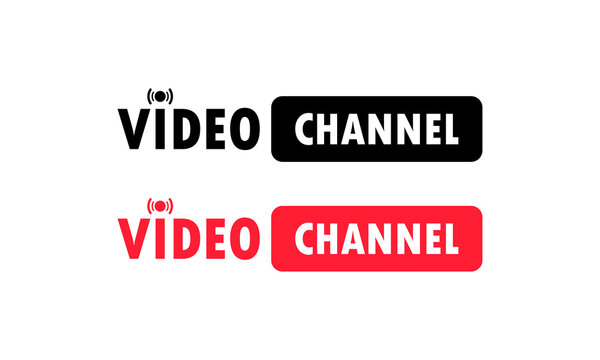 Video channel sign. Watching vlog, webinars, training online. Vector on isolated white background. EPS 10