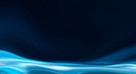 Abstract blue background with smooth lines and rays. Neon liquid, water overflows, waves.