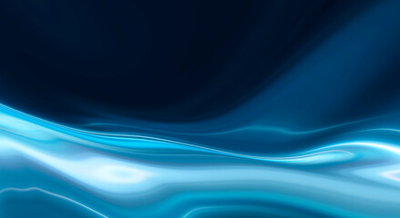 Fototapeta premium Abstract blue background with smooth lines and rays. Neon liquid, water overflows, waves.