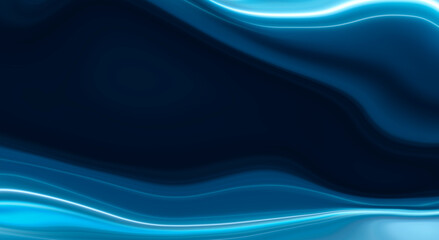 Abstract blue background with smooth lines and rays. Neon liquid, water overflows, waves.