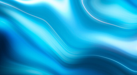 Abstract blue background with smooth lines and rays. Neon liquid, water overflows, waves.