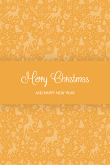 Christmas greeting card with ornaments. Vector