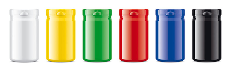 Colored Bottles set. Non-transparent. Big size. Glossy version. 