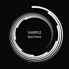 White concentric curvy stripes in spiral form. Vector illustration. Trendy design element for frame, logo, tattoo, sign, banners, web, prints, posters, template, pattern and abstract background