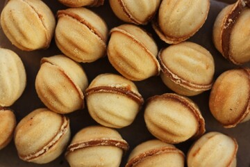 Delicious cookies nuts with condensed milk macro
