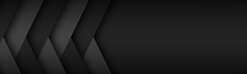Black and grey overlayed paper layers. Abstract modern vector header with place for your text. Material design banner. Abstract widescreen background