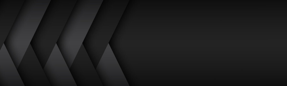 Black and grey overlayed paper layers. Abstract modern vector header with place for your text. Material design banner. Abstract widescreen background
