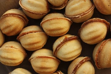 Delicious cookies nuts with condensed milk macro