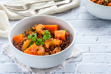 Mince beef and sweet potato stew