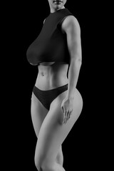 Beautiful slim and curvy female in black panties