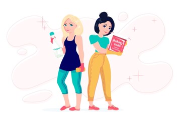 Baking soda illustration Flat style Natural cleaning