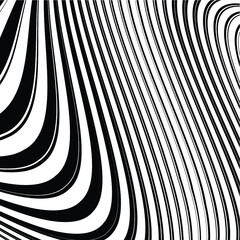 Naklejka premium Abstract warped Diagonal Striped Background . Vector curved twisted slanting, waved lines texture 