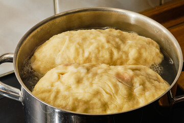 Cooking czech bread dumplings