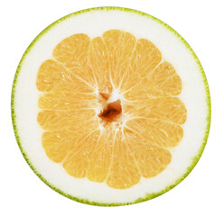 Isolated white grapefruit. Slice of fresh white grapefruit (Sweetie fruit) isolated on white background with clipping path