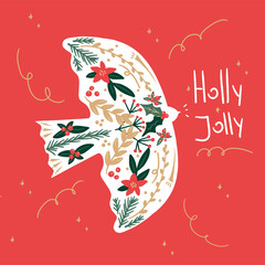 Merry Christmas and Happy New Year greetings card vector