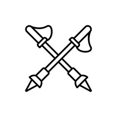 Trekking Pole Outline Icon Style illustration. EPS 10 