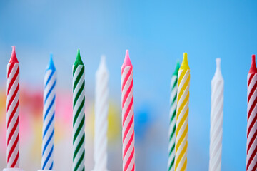 birthday candles on the blue background