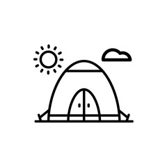 Camping Tent Outline Icon Style illustration. EPS 10 