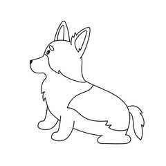 Cartoon welsh corgi on white background.