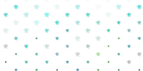 Light Blue, Green vector background with covid-19 symbols.