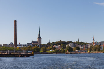 Fototapeta premium TALLINN, ESTONIA - OCTOBER, 1, 2019: View of old town from the sea