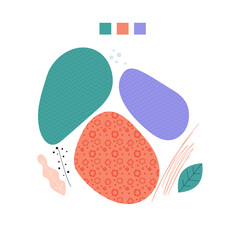 Set of abstract trendy graphic elements. Minimalist flat vector different shapes,  art object. Template for flyer, cover design, banner,  poster, logo