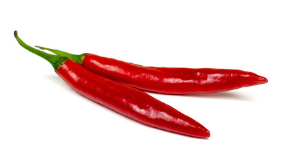 Fresh red hot chilli pepper isolated on a white background.
