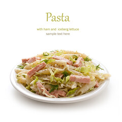 Pasta with ham under bechamel sauce