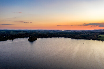 Aerial view of The Lake Eske in Donegal, Ireland