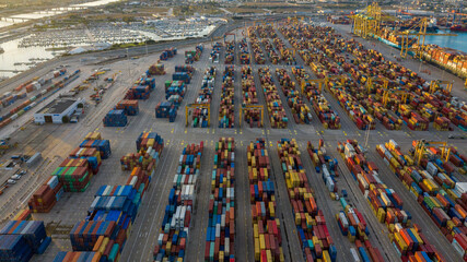 cargo port with containers of Valencia, Spain