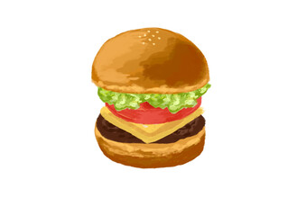 手描き風ハンバーガー　トマトチーズレタスパティ
