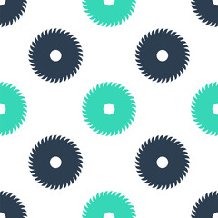Green Circular saw blade icon isolated seamless pattern on white background. Saw wheel. Vector.