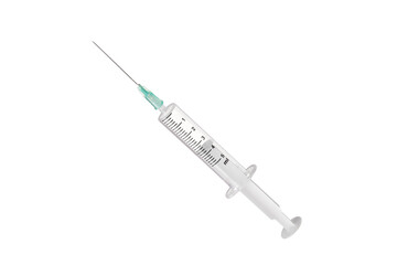 Medical empty syringe on white background