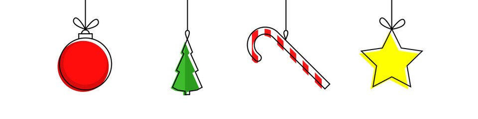 Christmas tree decorations, vector illustration