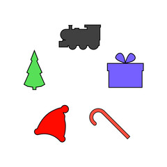 Christmas toys, props, vector illustration